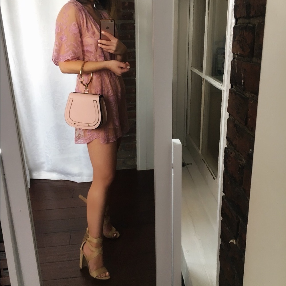 🆕Honey Punch Raegan Pink Nude Floral Lace Romper - Picture 8 of 8